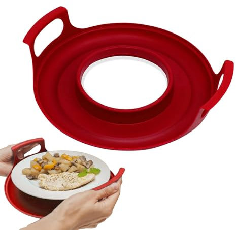 Organizador para microondas con asas, soporte para platos para microondas, bandeja para platos de microondas, soporte para cuenco caliente, bandeja de microondas resistente al calor, accesorios para
