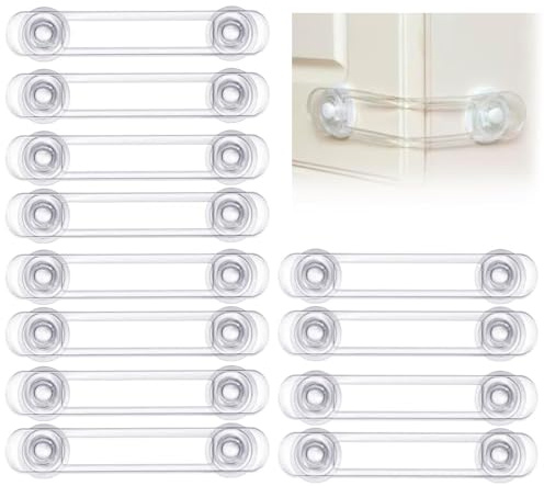 Baby Safety Cupboard Locks, 12 Packs Child Cabinets Safety Lock Baby Proofing for Toilet, Draw，Refrigerator, Ovens Transparent