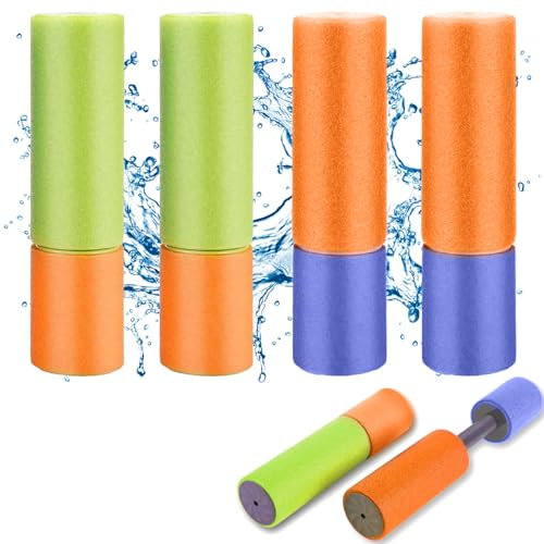 Pistolets à Eau pour Enfants, 4 Pièces Pistolet à Eau en Mousse Kit, Mini Pistolet à Eau pour Enfants, Jouet Aquatique pour Party Favors Piscine Jardin Extérieur, Jeux Piscine Enfant