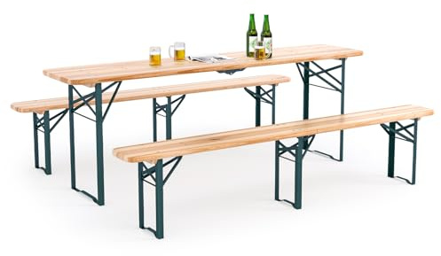 Warmiehomy 217CM Folding Picnic Table and Bench Set, Camping Trestle Beer Table and Benches for Garden Patio Backyard Garden Lawn BBQ(Bench: 217 x 23 x 46cm)