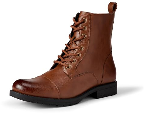 Amazon Essentials Botas Militares con Cordones, Puntera de Goma y Cremallera Hombre