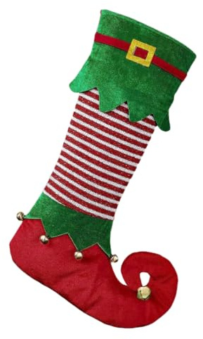 DONGKER Calze di Natale, 22 Pollici Grande Calza Natalizie da Appendere con Campanelli, Decorazioni Albero Natale Regali per la Mensola del Camino, Decorazione Natalizia per la Famiglia