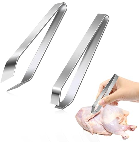 2 Piezas Pinzas para Pescado, Quitador Espinas Pescado, Pinzas de Cocina de Acero Inoxidable, Pinza para Plumas Pollo, Alicates para Eliminar Espinas, Removedor Huesos, Resistente y Duradera
