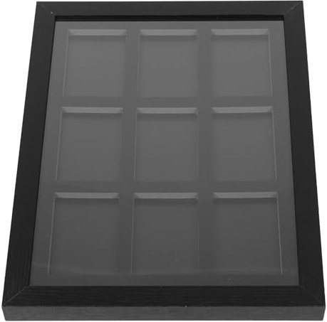 BESTYASH Cornice Espositiva da Parete per Carte da Gioco e Sportive Supporto 9 Vetrine Trasparenti Protezione Antipolvere per Collezione Basket Baseball Calcio e Hockey