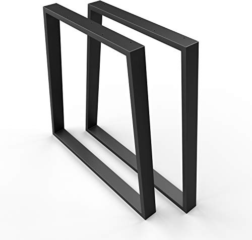 sossai® - struttura tavolo trapezoidale TKG6| Set di 2 | gambe per tavolo | Larghezza 70 cm (50 trapezoidale) x altezza 70 cm | Colore : nero | Materiale: acciaio