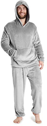 CityComfort - Conjunto de pijama para hombre, pijama cálido y mullido, de forro polar, sudadera con capucha