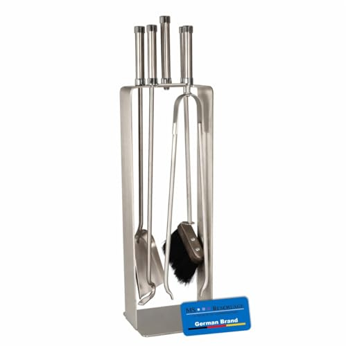 MS Beschläge Serviteur de cheminée 4 pièces en acier inoxydable de qualité supérieure 66 cm de hauteur