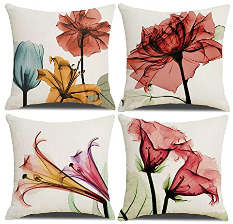 Homefeelzydys Kissenbezüge, Moderne Geometrie dekorative Baumwoll-Leinen-Kissenbezüge mit unsichtbarem Reißverschluss 40 x 40 cm Kissenbezug, 4er-Set für Wohnzimmerstuhl Sofa