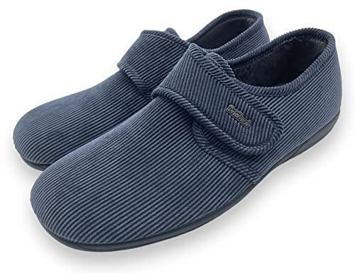 Zapatillas para Hombre - Calzado de Vestir Caballero - Cerradas de Pana y Cierre con Velcro - Calle - Suela Antideslizante - Tallas 39-46EU (Azul, Numeric_43)