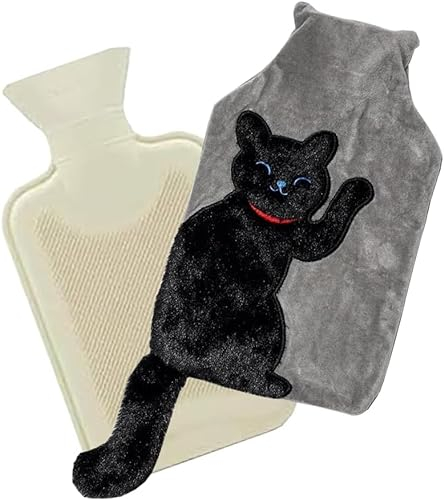 Marco Paul 3D Hot Water Bottle 1 Litre Hot Water Bag Hot Water Bottle with Cover UK Novelty Gift for cat Lovers Womans Soft Cover Plush