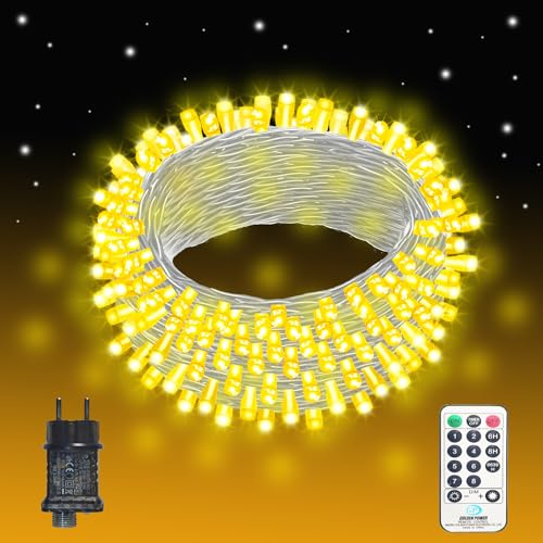 EASTERNSTAR Catena Luminosa con Telecomando, 50M 500 LED Luci di Natale, 8 Modalità Impermeabile Stringa Luci, Decorazione per Esterno e Interno Giardino Matrimonio Festa Natale,Bianca Calda