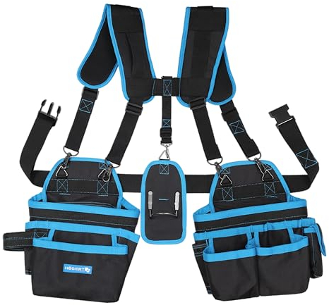 Högert Technik - Ceinture de travail avec bretelles | Ceinture à outils pour homme, ceinture de travail avec sangle à bretelles, sac à outils avec ceinture réglable, sac banane