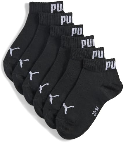 PUMA Unisex barn kvarts återvunnen bomullsstrumpa (förpackning med 3), Svart, 39-42