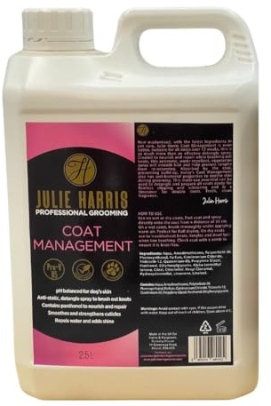 Julie Harris Professional Grooming Coat Management Detangle Spray Refill | For Dogs | 2.5L | A Favourite Of Grooming Professionals