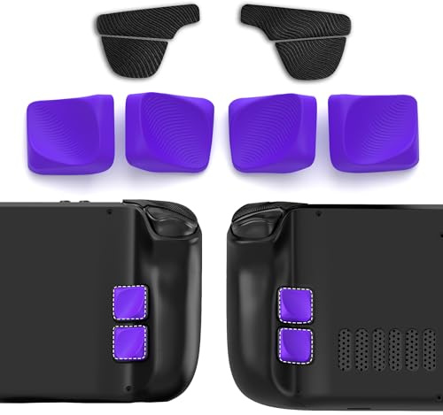 PlayVital Kit de Mejora de Botones Traseros para Steam Deck LCD & OLED - Gatillos Antideslizantes, Agarre Mejorado y Protección, Accesorios para Steam Deck, Diseño Aerodinámico (Violeta)