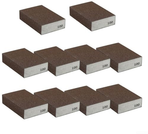 Lot de 10 blocs d'éponge de ponçage pour une utilisation humide et sèche avec durabilité améliorée (grain 100)
