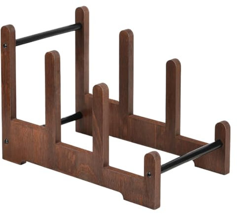 Generico Portadischi - Supporto Per Album In Legno - Porta Album da Scrivania Espositore Compatto Organizzatore Libri 3 Ripiani per Foto Ricette