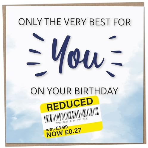 Birthday Cards for Men, Funny Adult Male Card, Sarcastic Reduced Sticker, Humorous Office Gift, Quirky Old Mens Gifts, Very Special Day Joke Present for Him, Unusual Happy 40th Bday Keepsake Offensive