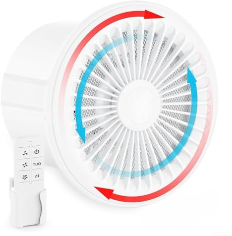 Silenzioso ventilatore di scarico reversibile a 2 vie, 10,2 cm, con telecomando, 3 velocità, 2300 giri/min, basso rumore, per bagno, cucina, casa, ventilazione, bianco