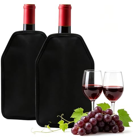 MOFXWHE 2 stycken vinkylare manschett kylmanschett champagneflaska flaskkylare fodral resa vinmanschett vinflaskkylare för vin champagne flaskor