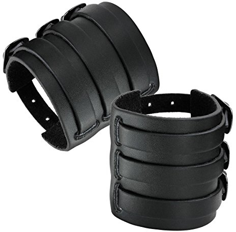 Eigso Punk Rock Lederarmbänder Herren Punk Gothic Breites PU Leder Armbänder Set Männer schwarz