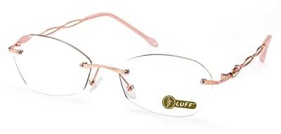 LUFF Rimless Reading Glasses for women men Blue light blocking lightweight metal classic computer readers Anti Eyestrain