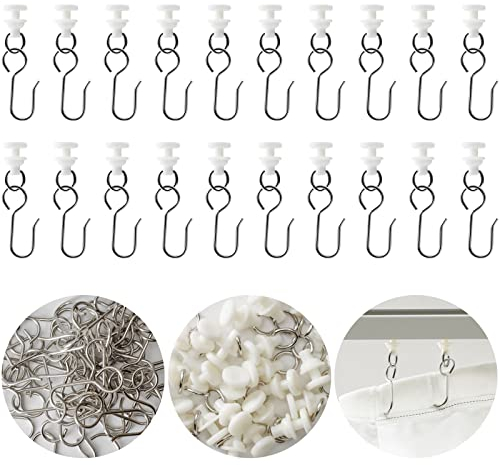 100pcs Curtain Hooks and Gliders Set, 50 Pcs Hooks and 50 Pcs Gliders for Tracks and Rails, Curtain Track Glider Hooks Stainless Steel Shower Curtain Hooks for Door Curtain Window Curtain Bathroom