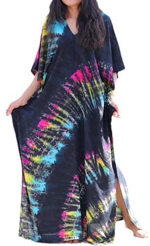 SMUDGE Life Kaftan Dresses for Women Plus Size Summer Beach Dress with Print and Swim Cover Ups