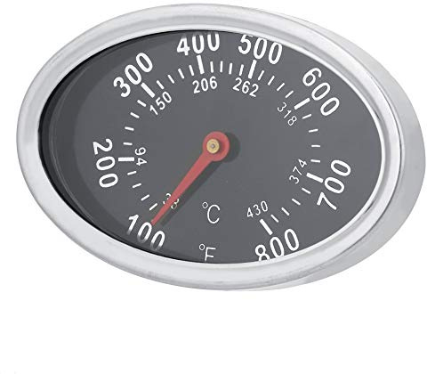 Buachois Termometro per Coperchio,7,4 X 4,7 X 3,4cm 38 ℃ a 430 ℃ Ovale in Acciaio Inossidabile BBQ Smoker Grill Termometro Indicatore di Temperatura Sostituzione Indicatore di Calore