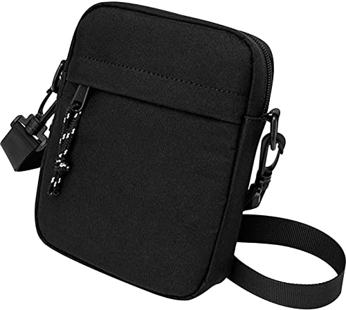 Ogetok Small Crossbody Bags Purses, Nylon Shoulder Bag for Women, Men Messenger Bags Travel Phone Wallet Purse Tiny Handbag with Multi Zipper Pockets (Black)