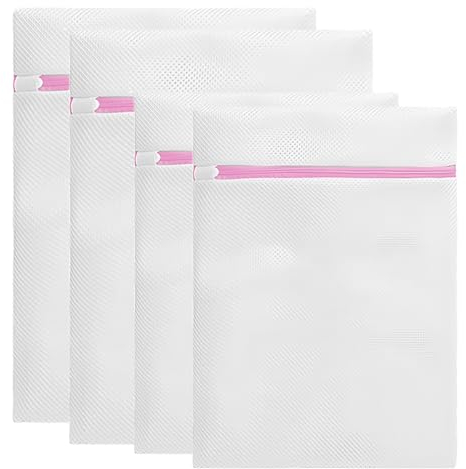 JTUYPT 4 Pcs Bolsa de Lavadora Malla Red Grande para Hogar y Hotel con Cremallera Lavandería para Colada Saco para Ropas Delicadas(30 * 40, 50 * 60cm)