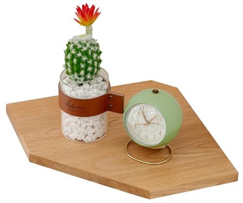 TREOAKWIS Estante de Esquina de Roble, Estantes Flotantes Estantería Esquina de Madera Maciza Estante de Pared para Cocina, Dormitorio, Salón (22 cm)