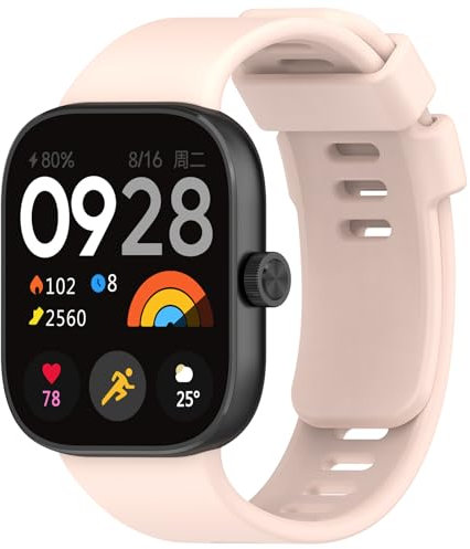 Wownadu Cinturino Compatibile per Xiaomi Redmi Watch 4 / Redmi Watch 5, Compatibile per Xiaomi Band Smart 8 Pro / 9 Pro Cinturini, Cinturino Silicone di Morbido Traspirante Rosa