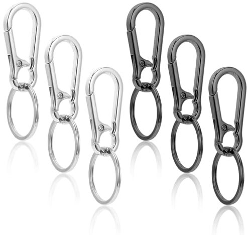 6 Stück Karabiner Schlüsselanhänger, Metall Schlüsselkarabiner, Schlüsselring mit Karabiner, Robuster Zinklegierung Schlüsselanhänger Organize Clips, Kleiner Keychain Karabinerhaken für Autoschlüssel