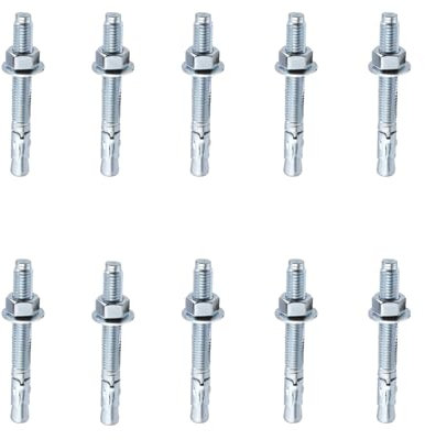 Caiyloxn Ancrages galvanisés pour charges lourdes (M10 x 120 mm) x 10 boulons d'ancrage/ancrages galvanisés pour charges lourdes - Convient pour bâtiments industriels