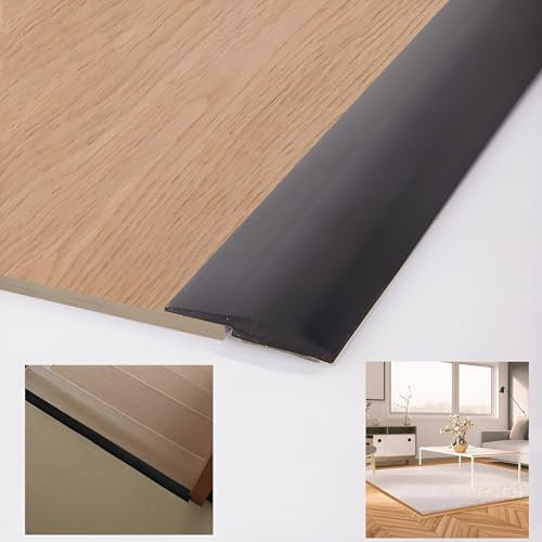 3cm X 100cm Profilé De Transition Pour Tapis À Carrelage, Bande De Transition De Sol Barre De Seuil, Seuil De Porte Adhesif PVC Pour Carrelage En Bois, Revêtement De Sol En Vinyle Stratifié(Black,W-3c