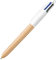 BIC 4-farbige Holzeffekt-Stifte mit Holzeffekt, Multi-Stift, einziehbarer mehrfarbiger Stift mit vier sortierten lebendigen Tinten, mehrfarbige Stifte, alles in einem, für Schule, Büro und