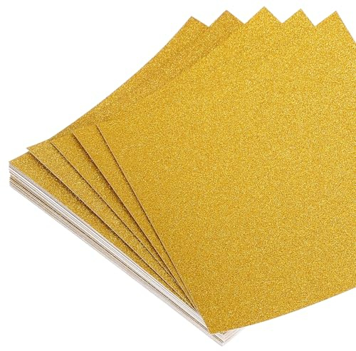 QUARKZMAN 50 Fogli Di Carta Origami Glitter 6x6 Pollici Fogli Quadrati Lucidi 15x15 cm Carta Pieghevole Per Artigianato E Arte Fai Da Te, Oro