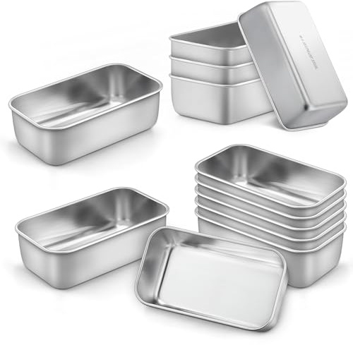 LIANYU 12 Pack Mini Loaf Pan for Baking Bread, 6.3 x 3.5 Inch Stainless Steel Small Bread Loaf Pan for Homemade Meatloaf, Tin Loaf Baking Pan Perfect for Banana Sourdough Sandwich, Dishwasher Safe