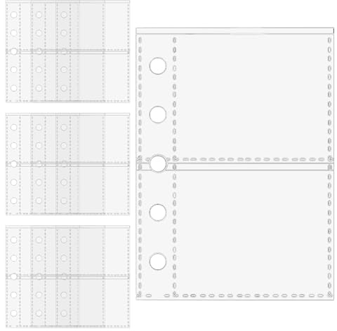 Lot de 10 pochettes transparentes M5 pour classeur à anneaux M5 - Pochettes pour prospectus - Sans fermeture éclair - Avec 5 trous - Pour dessinateurs et étudiants