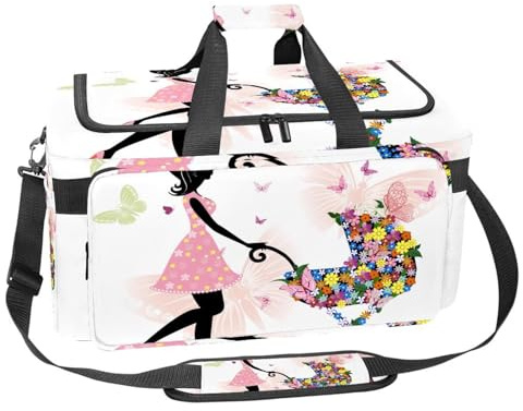 lcndlsoe Large Sports Gym Bag, 30L Duffel Bag for Travel, Workout, Fitness & Sport - Girl Flowers Butterfly Stroller