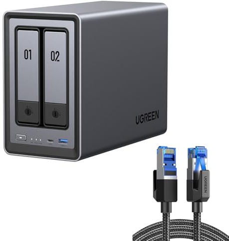 UGREEN NAS DXP2800 2-Bay Desktop All-Round NASync Ideal for Small Team, Enthusiasts, Intel N100 Quad-core CPU, 8GB DDR5 RAM, 2.5GbE, 2X M.2 NVMe Slots, 4K HDMI, Network Attached Storage (Diskless)