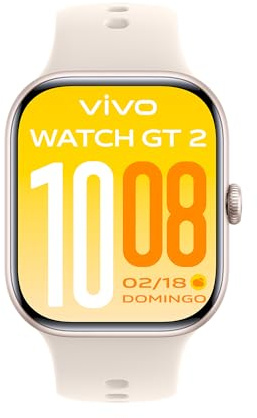 vivo Watch GT2 Smartwatch Uomo Donna, Batteria 25 Giorni, Display AMOLED 2,07'', Chiamate Bluetooth e GPS, 100+ Sport incl. Padel, 5ATM Impermeabile, Cardio SpO2 Sonno, NFC, Bianco