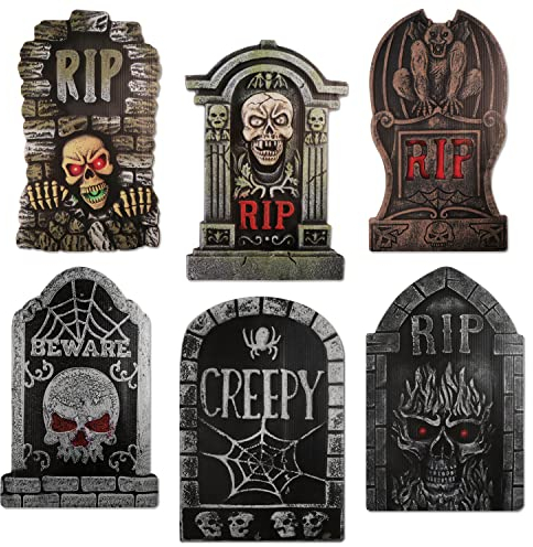 Decoración al aire libre de Halloween,6 Piezas carteles de jardín de Halloween, carteles de jardín de esqueleto fantasma de calabaza con estacas para decoración de césped de jardín al aire libre (1)