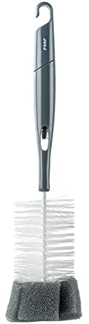 Reer 2in1 Flaschen- und Saugerbürste, Flaschenbürste mit Saugerbürste im Griff, grau