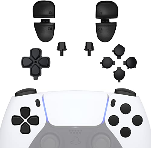 eXtremeRate Replacement D-pad R1 L1 R2 L2 Triggers Share Options Face Buttons, Black Full Set Buttons Compatible with ps5 Controller BDM-030 BDM-040 BDM-050 - Controller NOT Included