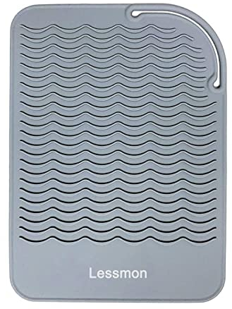 Hitzebeständige Matte für Lockenstäbe, Haarglätter, Glätteisen und Haarstyling-Werkzeuge, 22,9 x 16,5 cm, Grau