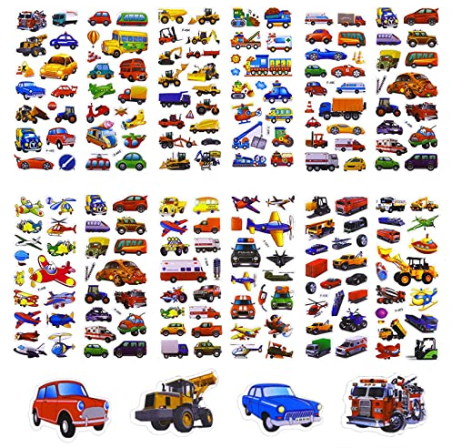 12Sheets Car Transport Digger Stickers,Car Trucks Airplane Theme Kids Stickers Teacher Reward StickersDIY Decor Decal,3D Puffy Stickersfor Kids DIY Scrapbook Craft Activities Party Bag Fillers