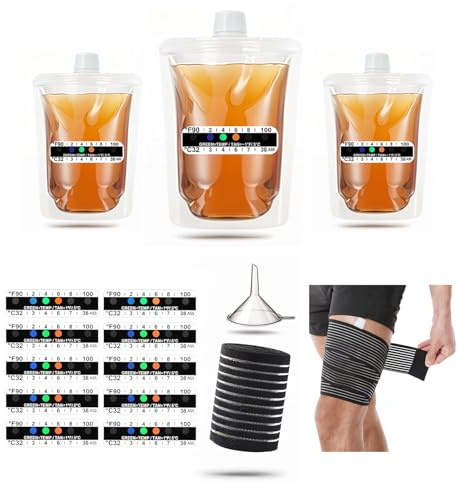Resder El Kit Completo De Prueba De Orina De 15 Piezas Incluye 3 Bolsas Transparentes A Prueba De Fugas, 10 Tiras Adhesivas De Prueba De Temperatura, Correas Ajustables De 47 Para Las Piern