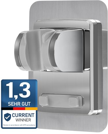 Handbrause Halterung ohne Bohren, SIMGOTT Duschhalterung kleben statt Bohren, Neigung verstellbar, Wasserdicht Duschkopfhalterung duschkopf Dusche, Super Power Shower head holder.